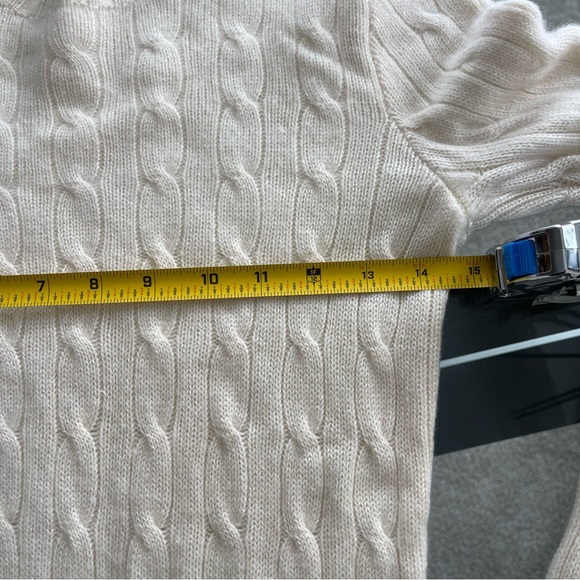 Ralph Lauren Cable Knit Cashmere Sweater Womens Small Ivory Old Money Academia - Picture 4 of 8